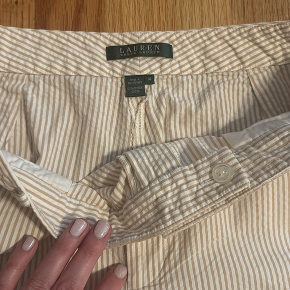 Ralph Lauren Tan & White Striped Pants - Picture 4 of 6